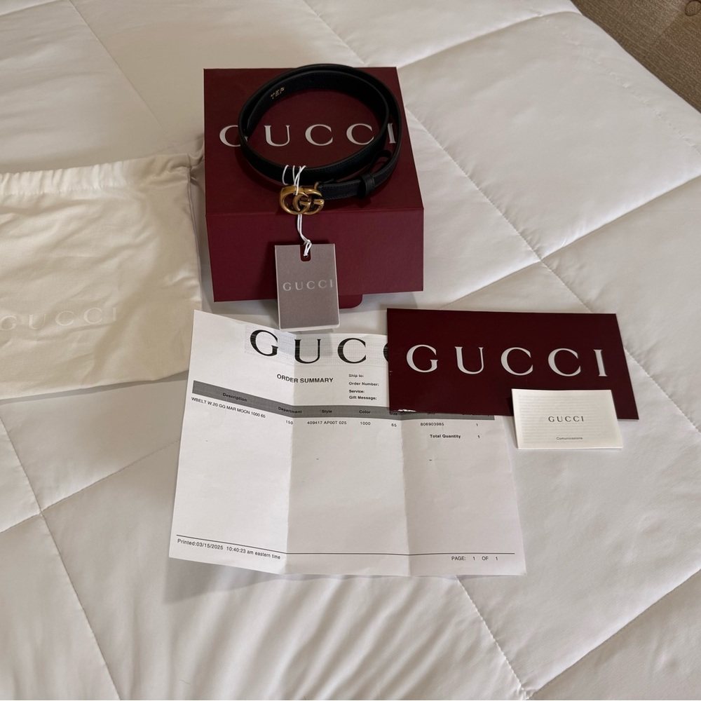 Gucci Marmont thin belt black with gold hardware